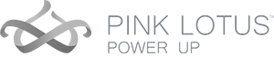 pink lotus power up logo in grayscale