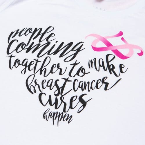 close up of bcbg breast cancer awareness tshirt