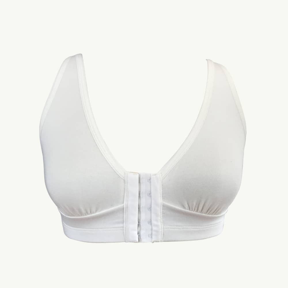 Women Post Surgery Front Fastening Sports Bra With Wide Back  Support-white(l)