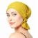 woman wearing chemo beanies headcover in lucy style