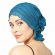 woman wearing chemo beanies headcover in rita style