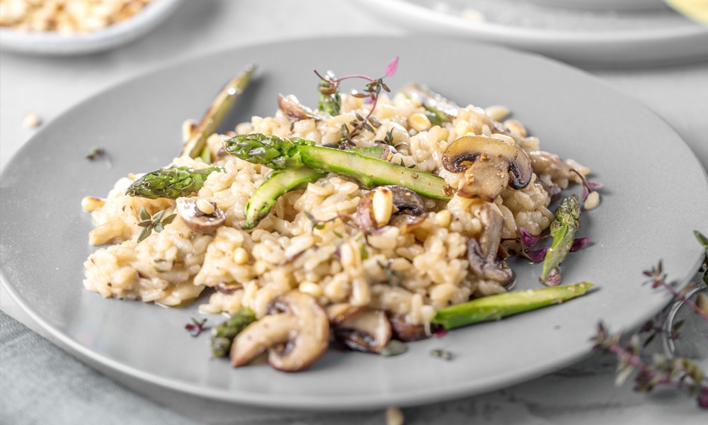 cancer kicking kitchen mushroom and asparagus farro risotto recipe