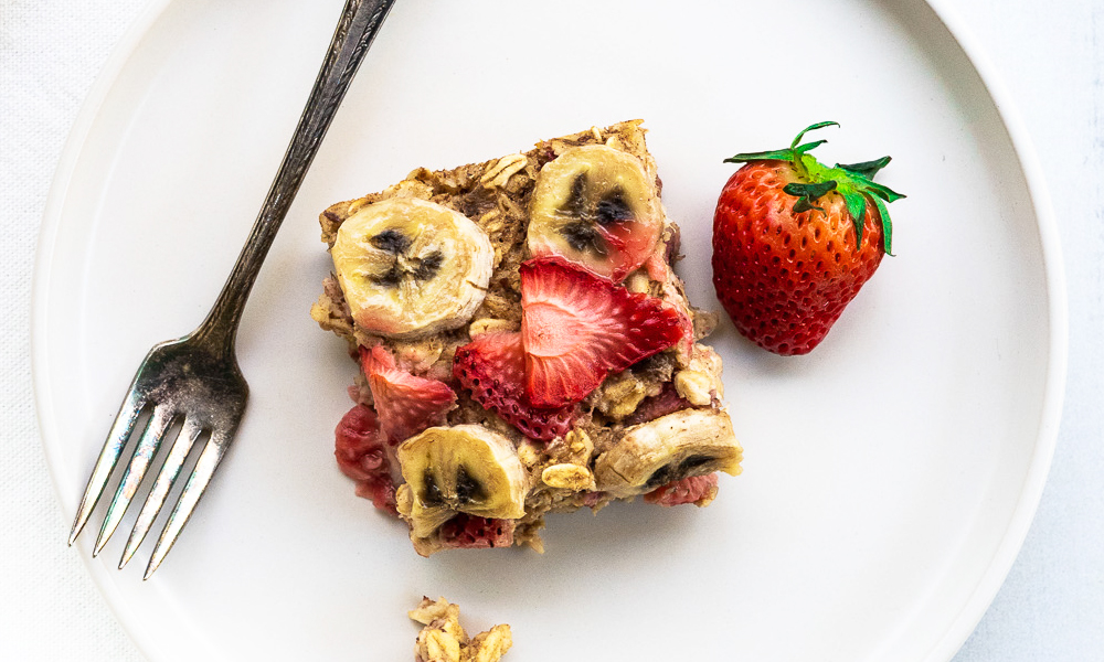 cancer kicking kitchen strawberry banana breakfast bake recipe